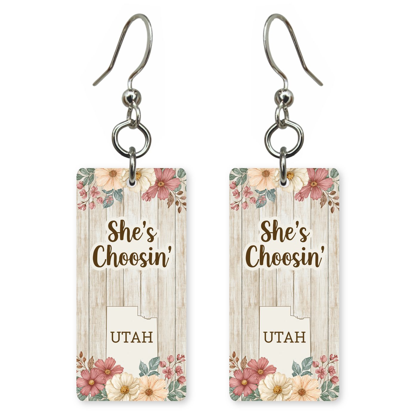 Plank Florals — She's Choosing earrings, shown as a pair