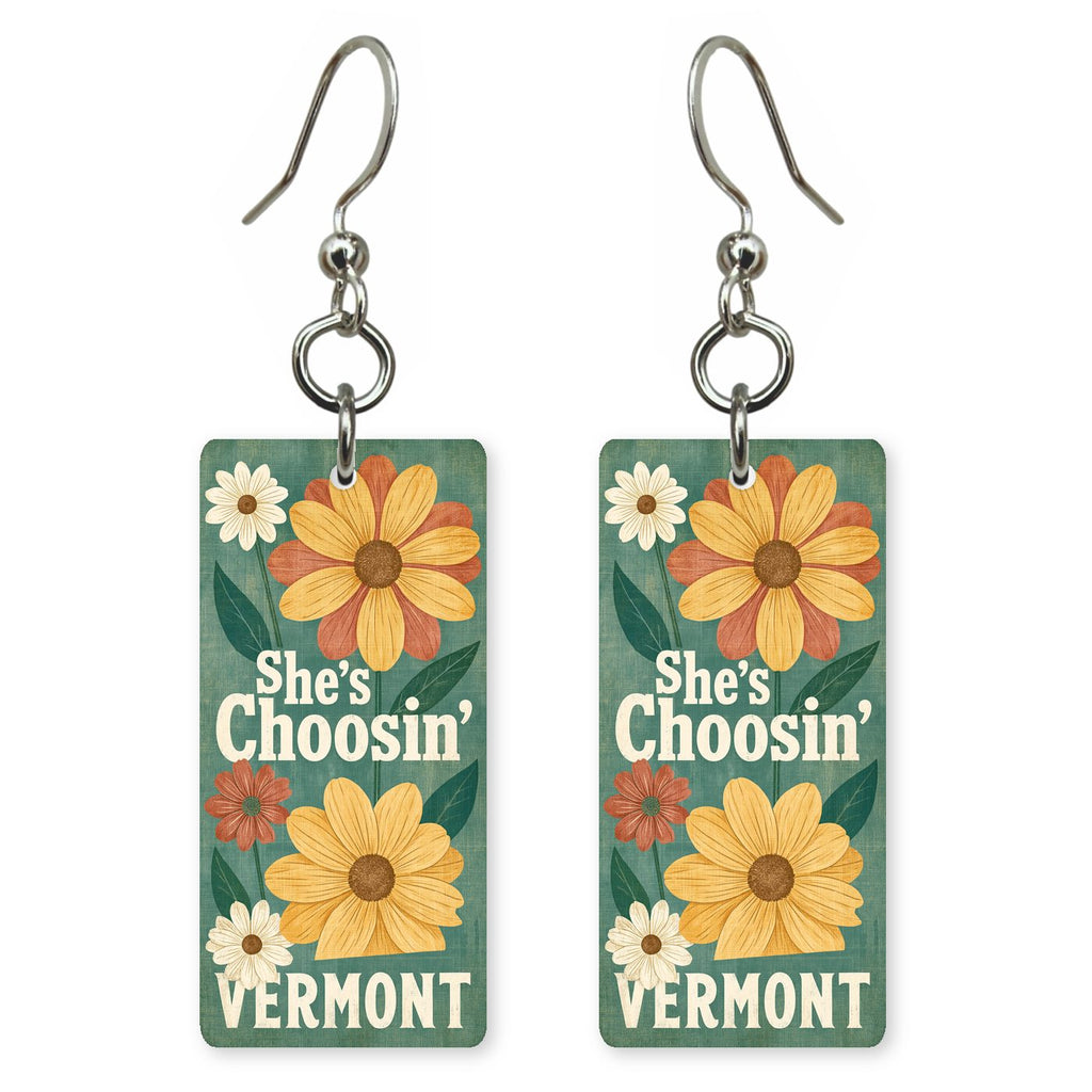 Sunflowers — She's Choosing earrings, shown as a pair
