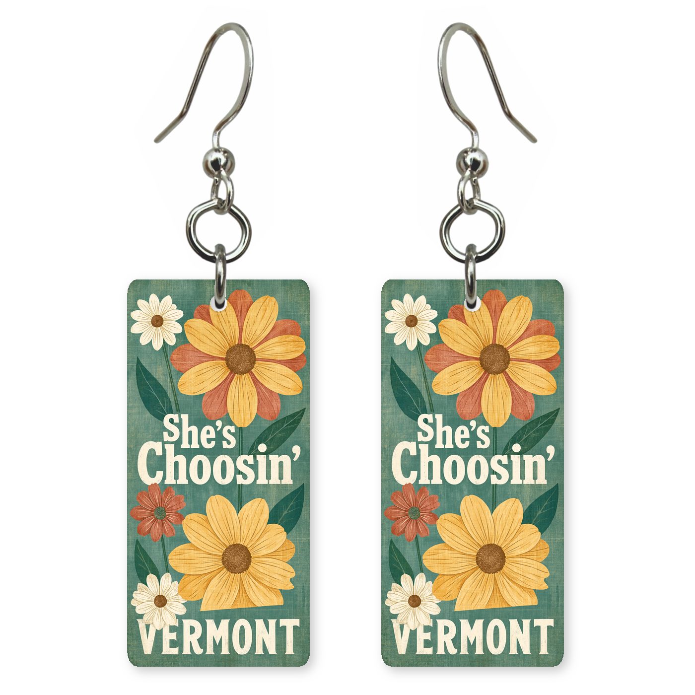 Sunflowers — She's Choosing earrings, shown as a pair