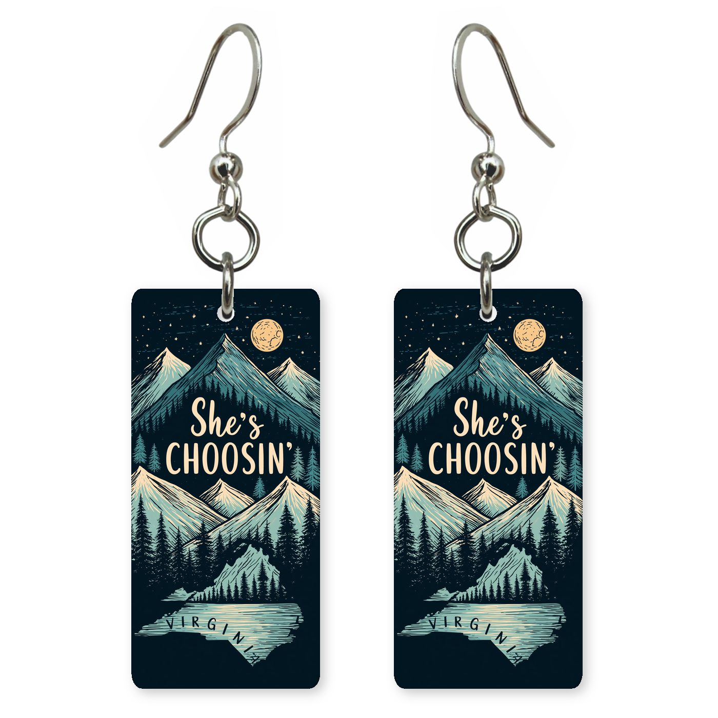 Moonlit Mountains — She's Choosing earrings, shown as a pair