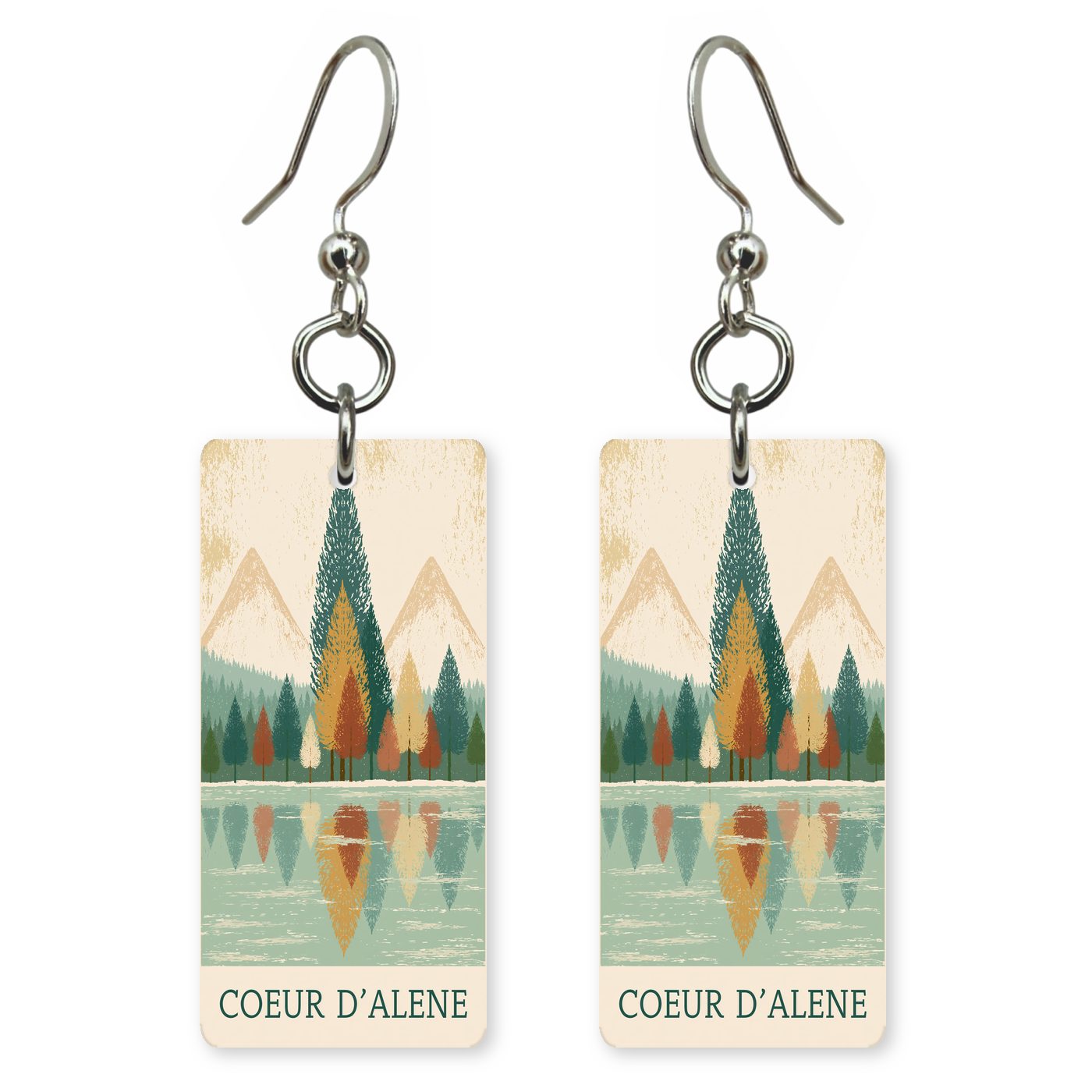 Lake Granite Peaks Text — She's Choosing earrings, shown as a pair