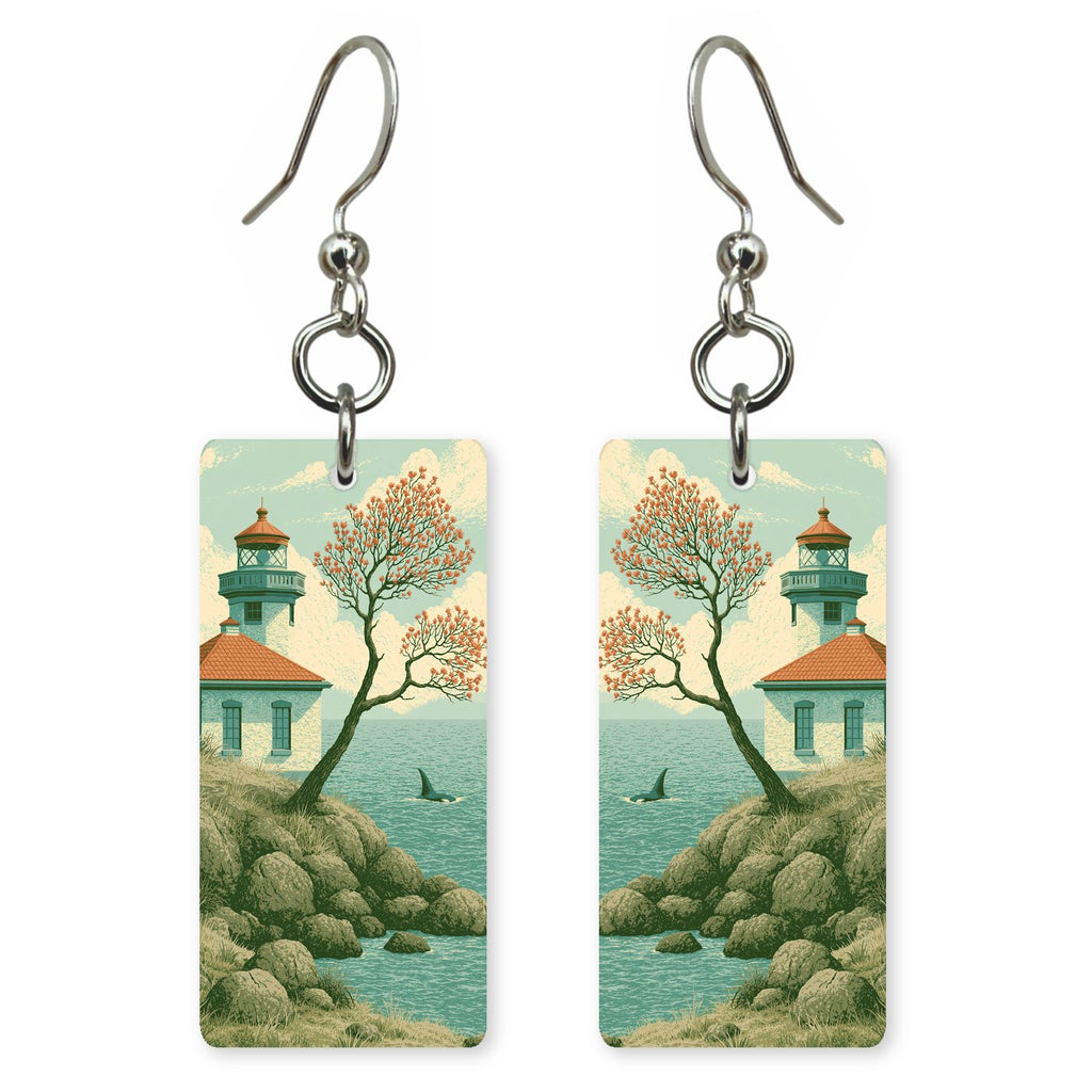 Lime Kiln Lighthouse Rocky — She's Choosing earrings, shown as a pair
