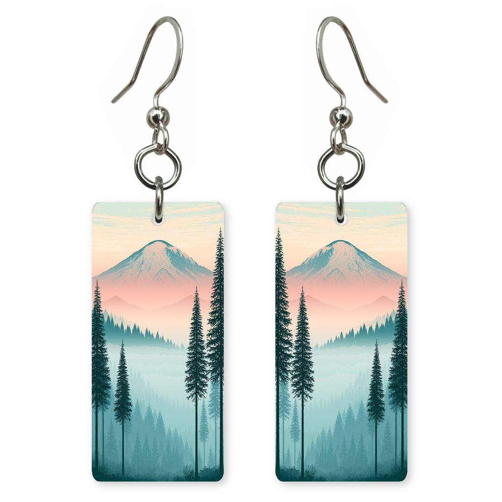 Mount Rainier Floating Above — She's Choosing earrings, shown as a pair