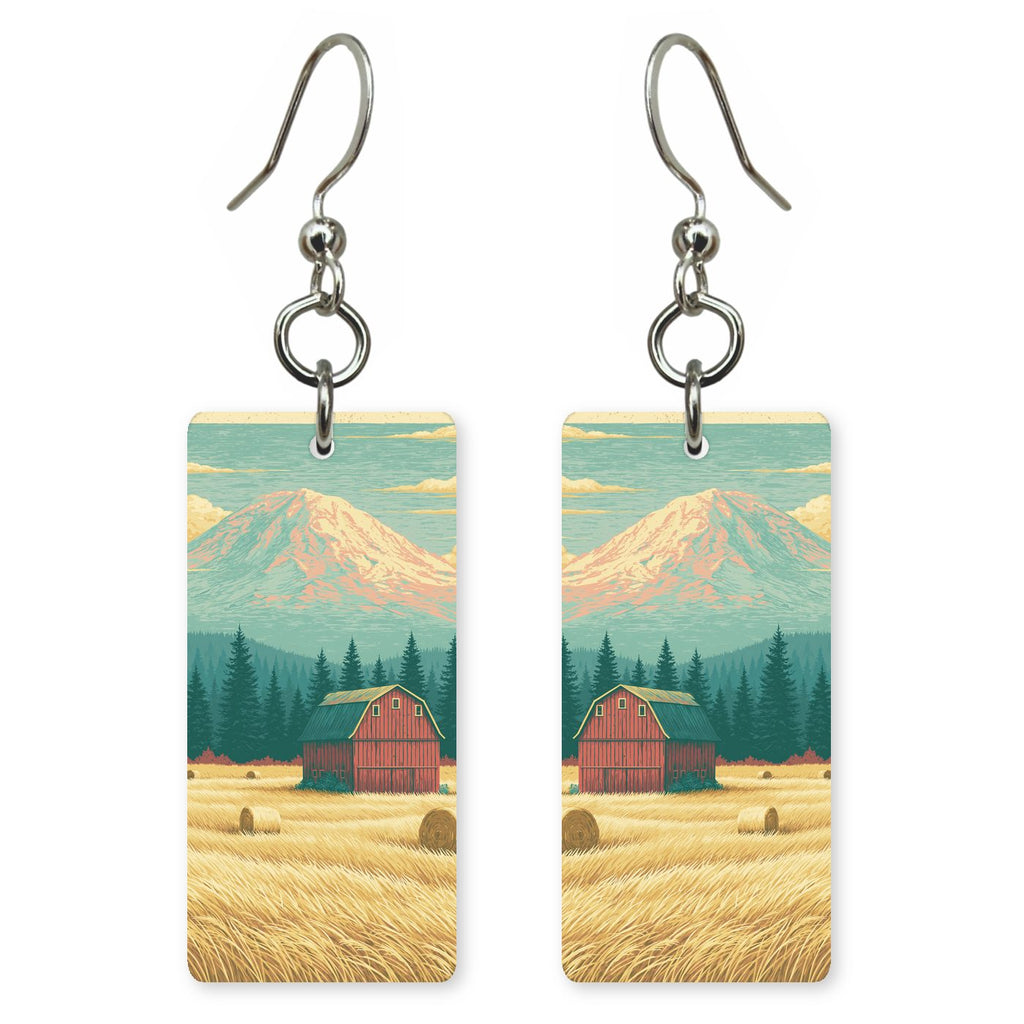 Mount Rainier Old Red — She's Choosing earrings, shown as a pair