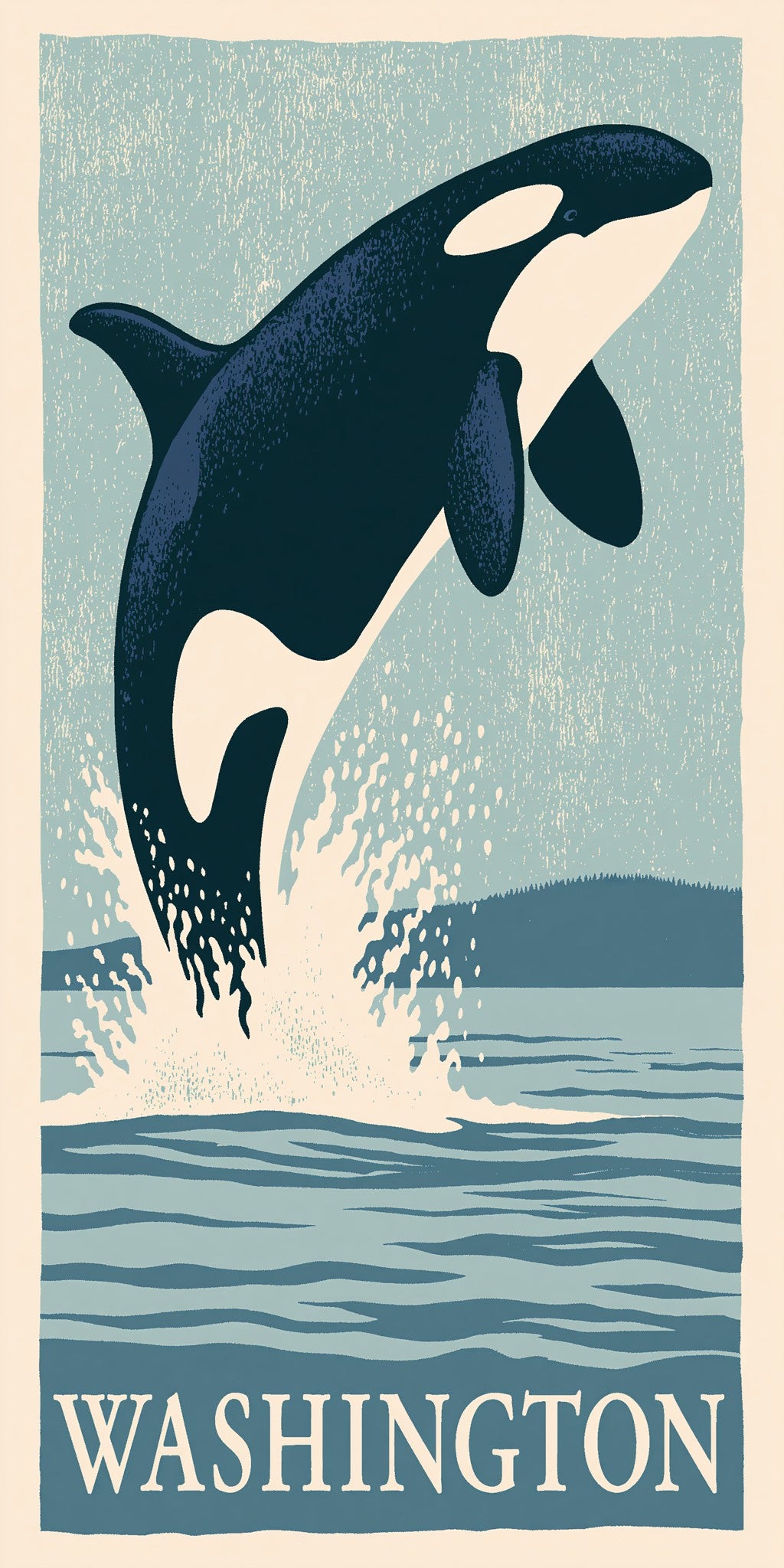 Orca Breaching Text Washington — full design art