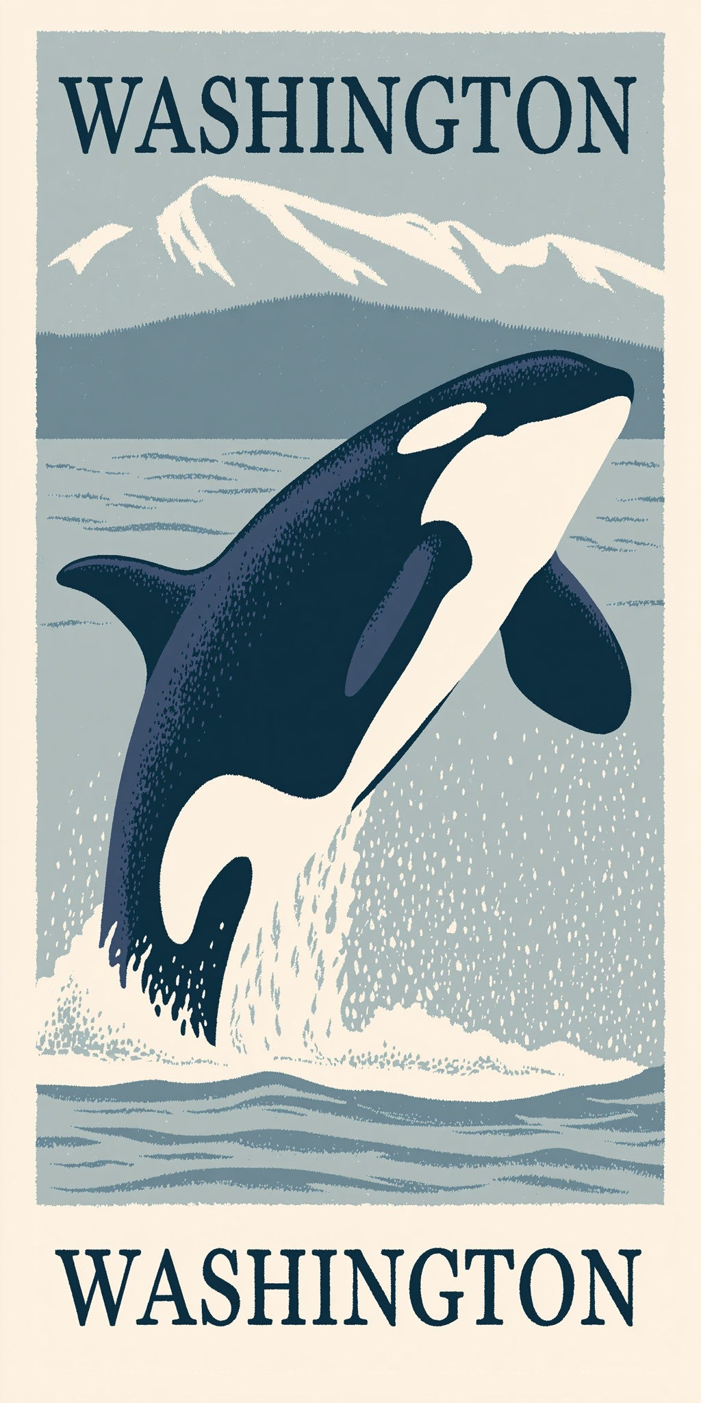 Orca Breaching Text Washington — full design art