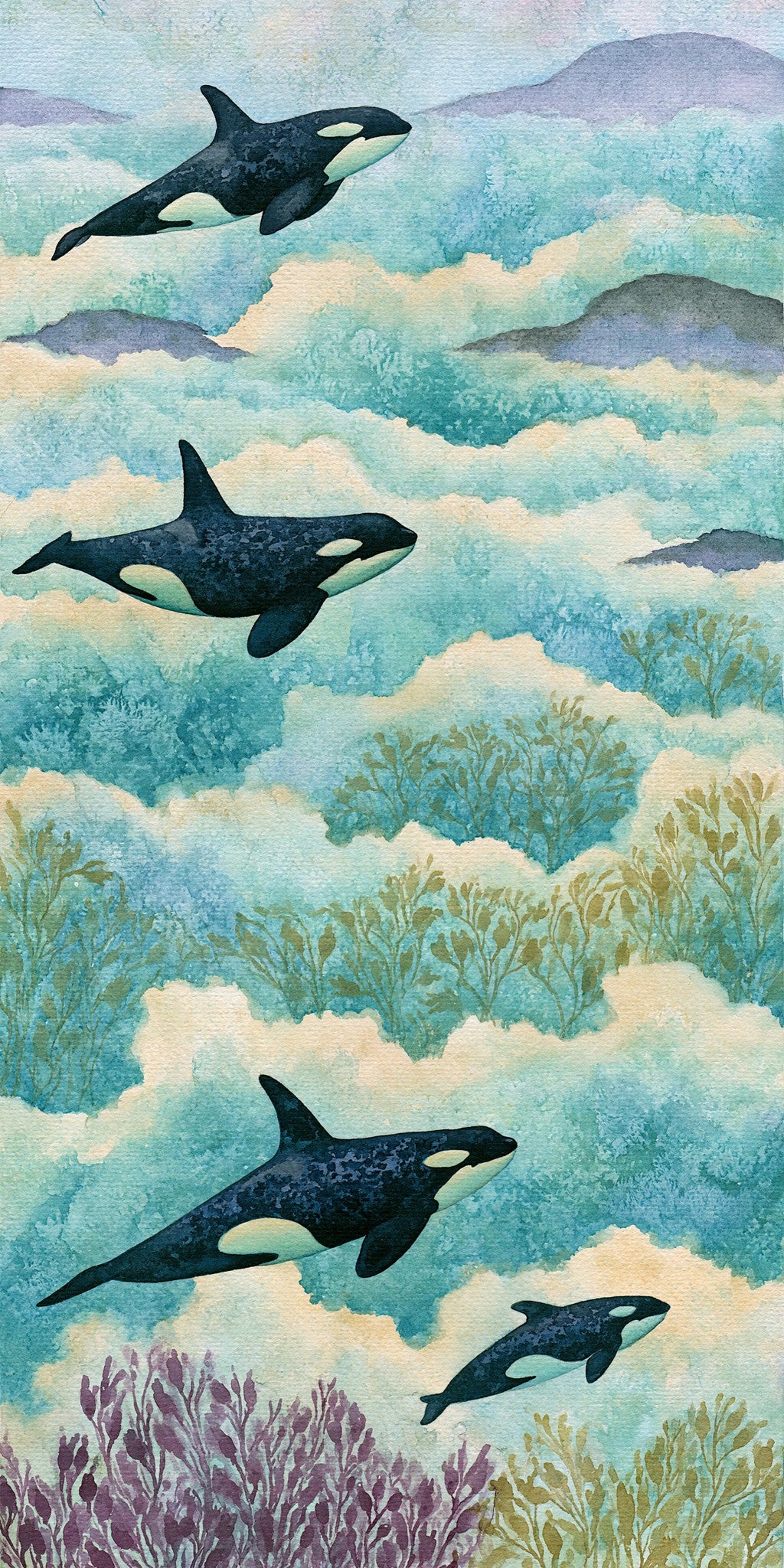 Orcas Swimming Through Sky — full design art
