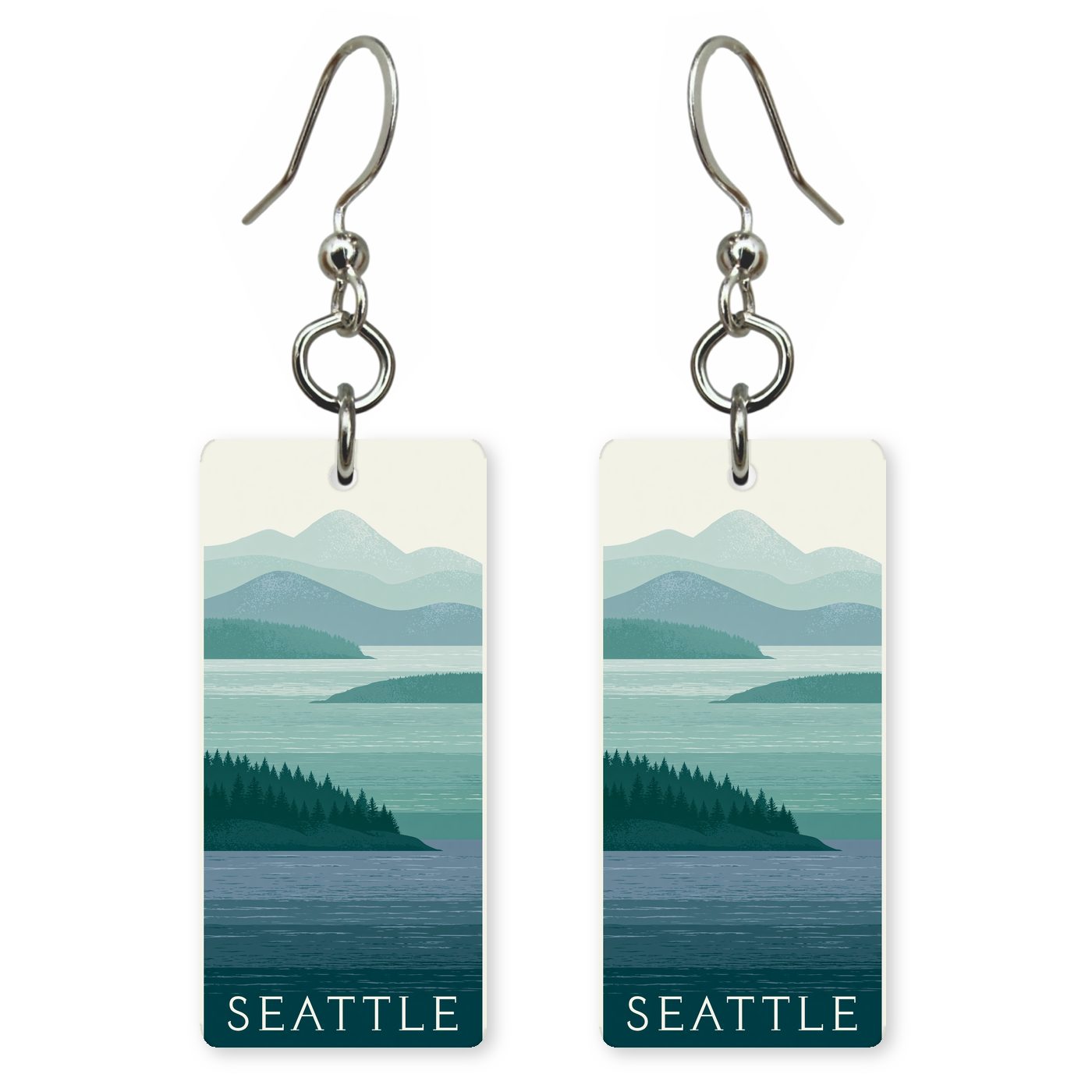 San Juan Islands Text — She's Choosing earrings, shown as a pair