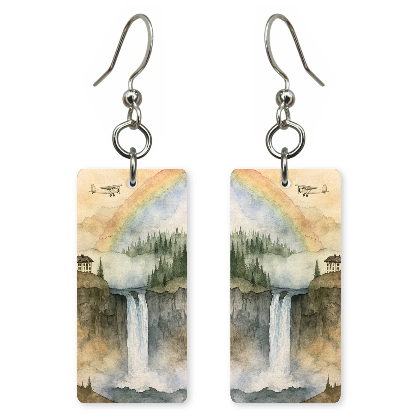 Snoqualmie Falls Thundering — She's Choosing earrings, shown as a pair