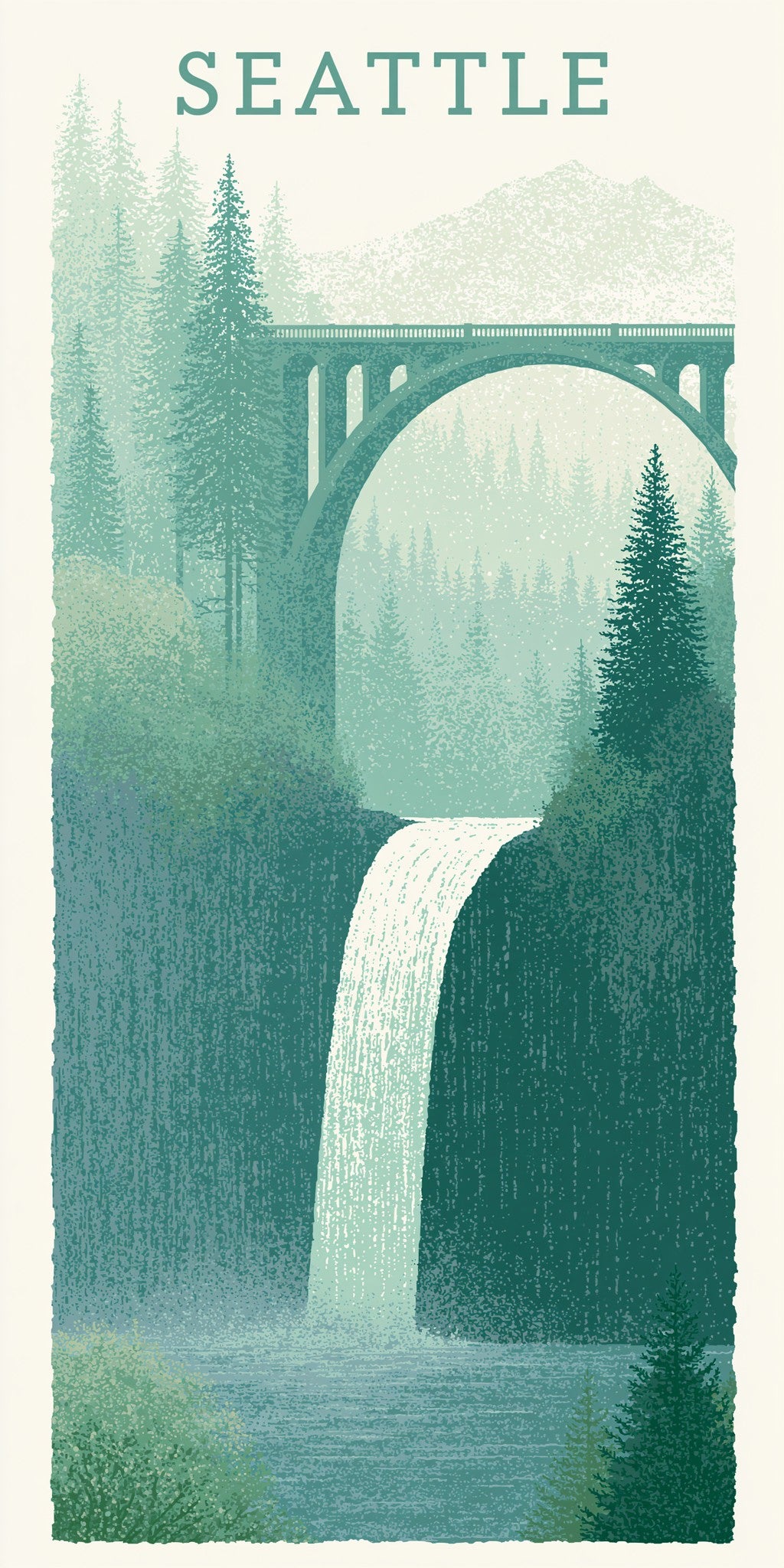 Snoqualmie Falls Text Seattle — full design art