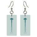 Space Needle Text Seattle — She's Choosing earrings, shown as a pair