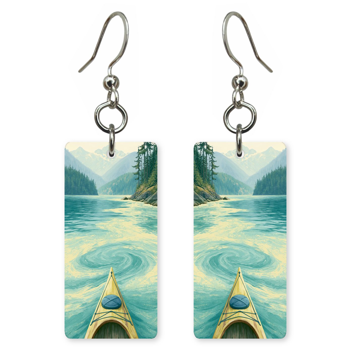 Diablo Lake From Kayak — She's Choosing earrings, shown as a pair