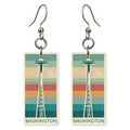 Space Needle Text Washington — She's Choosing earrings, shown as a pair