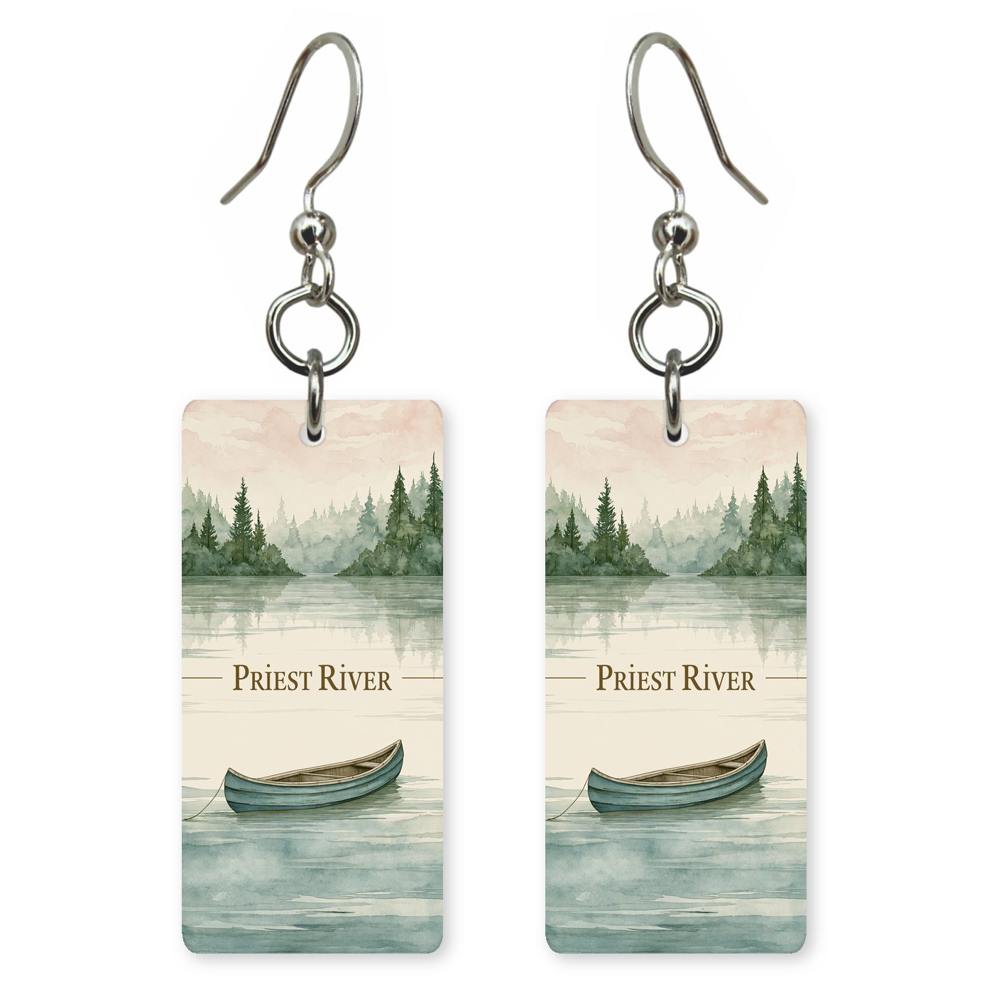 Still Morning Lake Text — She's Choosing earrings, shown as a pair