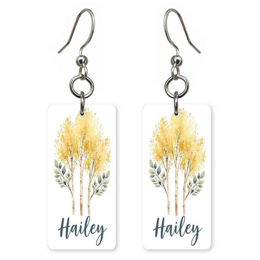 Trail Creek Autumn Aspens — She's Choosing earrings, shown as a pair