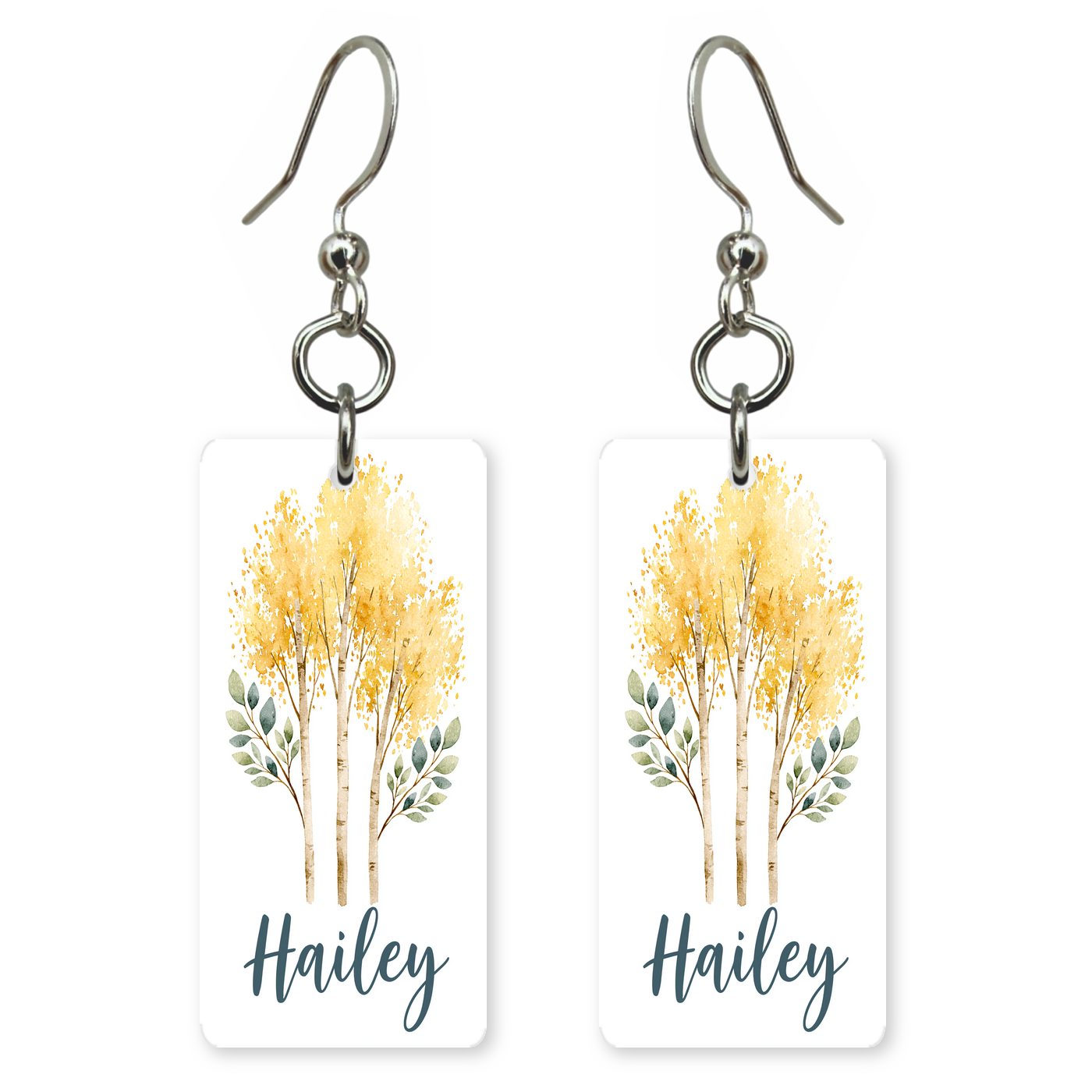 Trail Creek Autumn Aspens — She's Choosing earrings, shown as a pair
