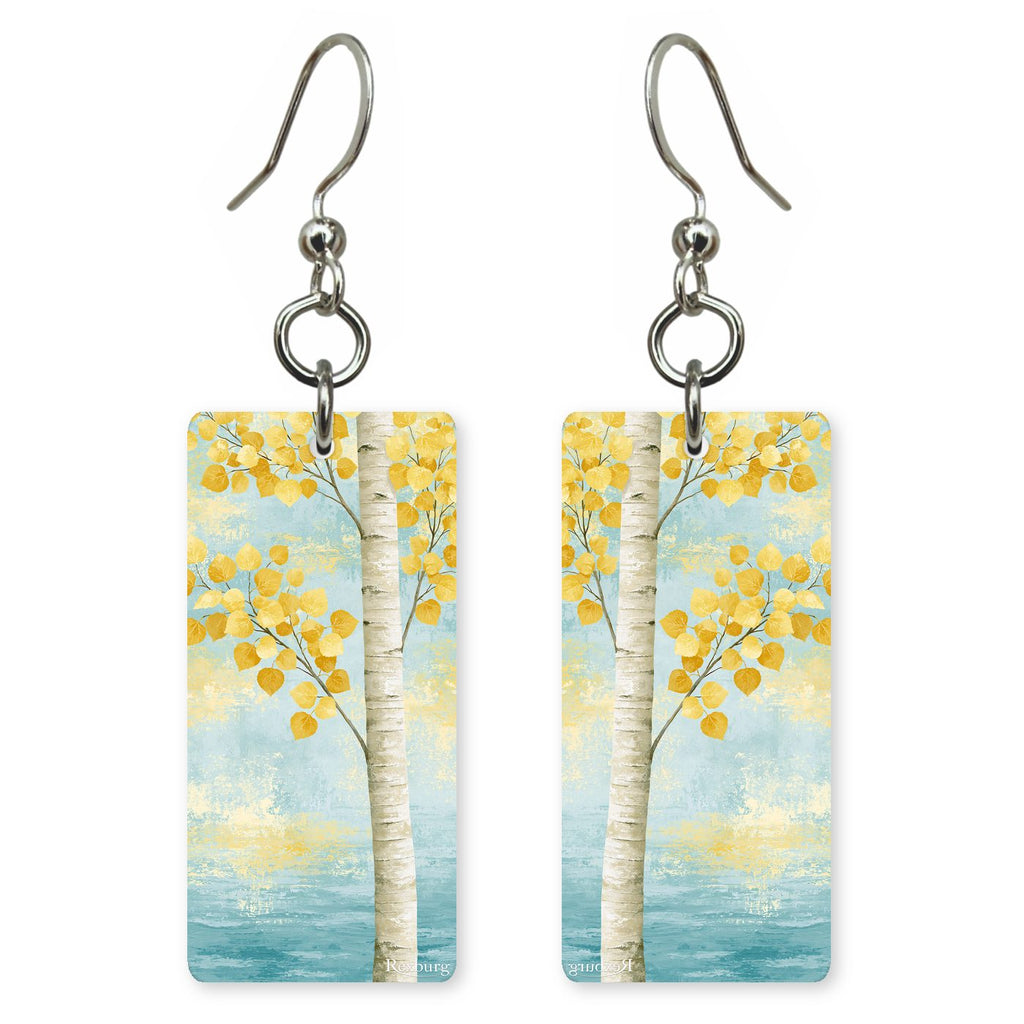 Falls Through Autumn Aspens — She's Choosing earrings, shown as a pair