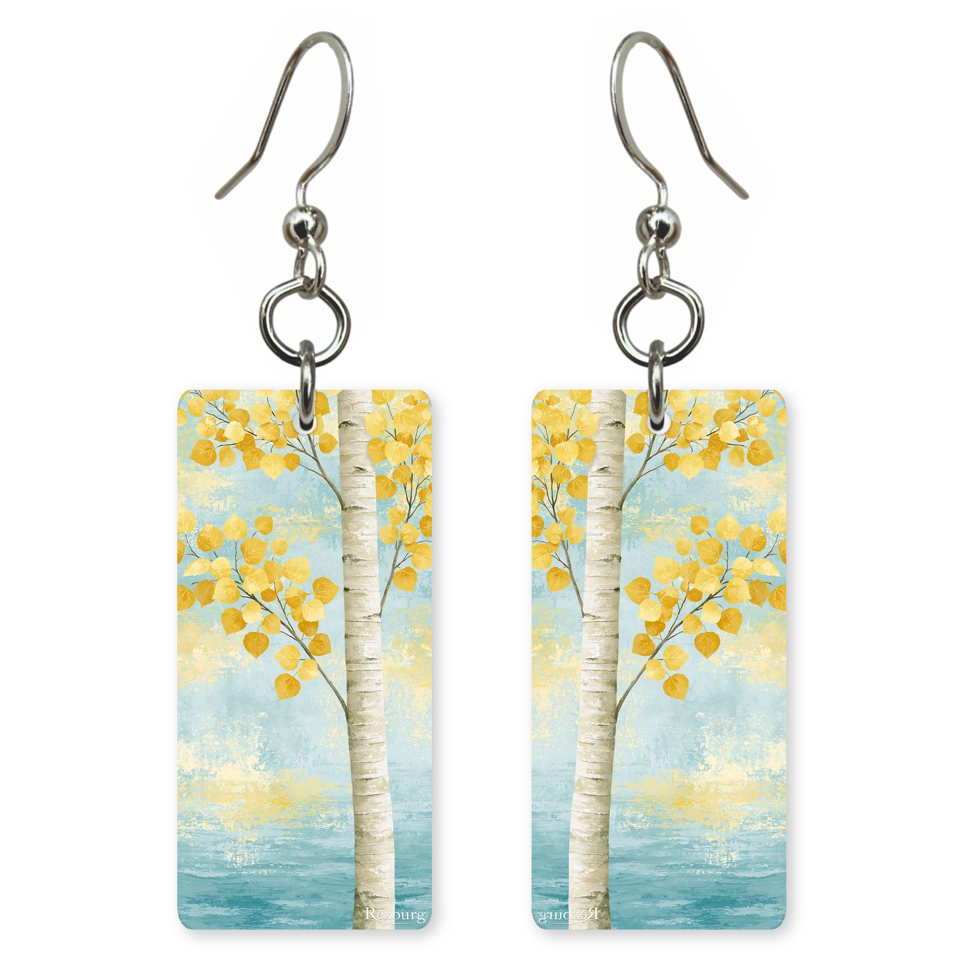 Falls Through Autumn Aspens — She's Choosing earrings, shown as a pair