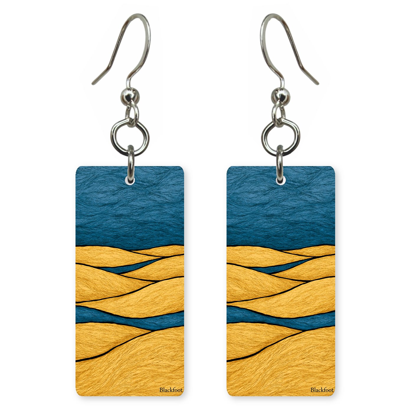 Harvest Fields Dusk Text — She's Choosing earrings, shown as a pair