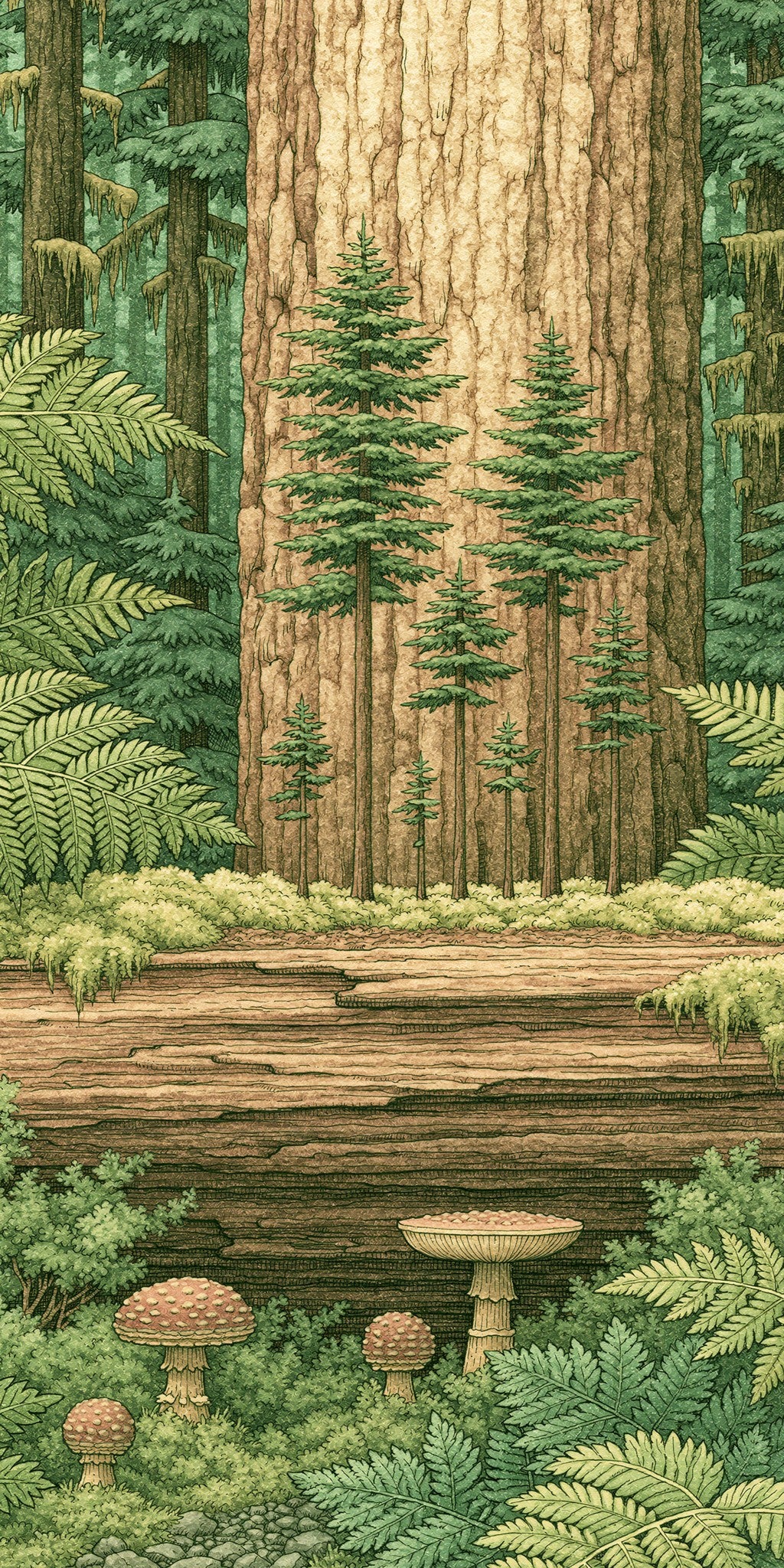 Hoh Rainforest Nurse Log — full design art