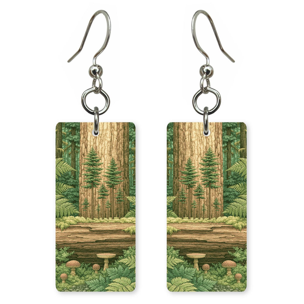 Hoh Rainforest Nurse Log — She's Choosing earrings, shown as a pair