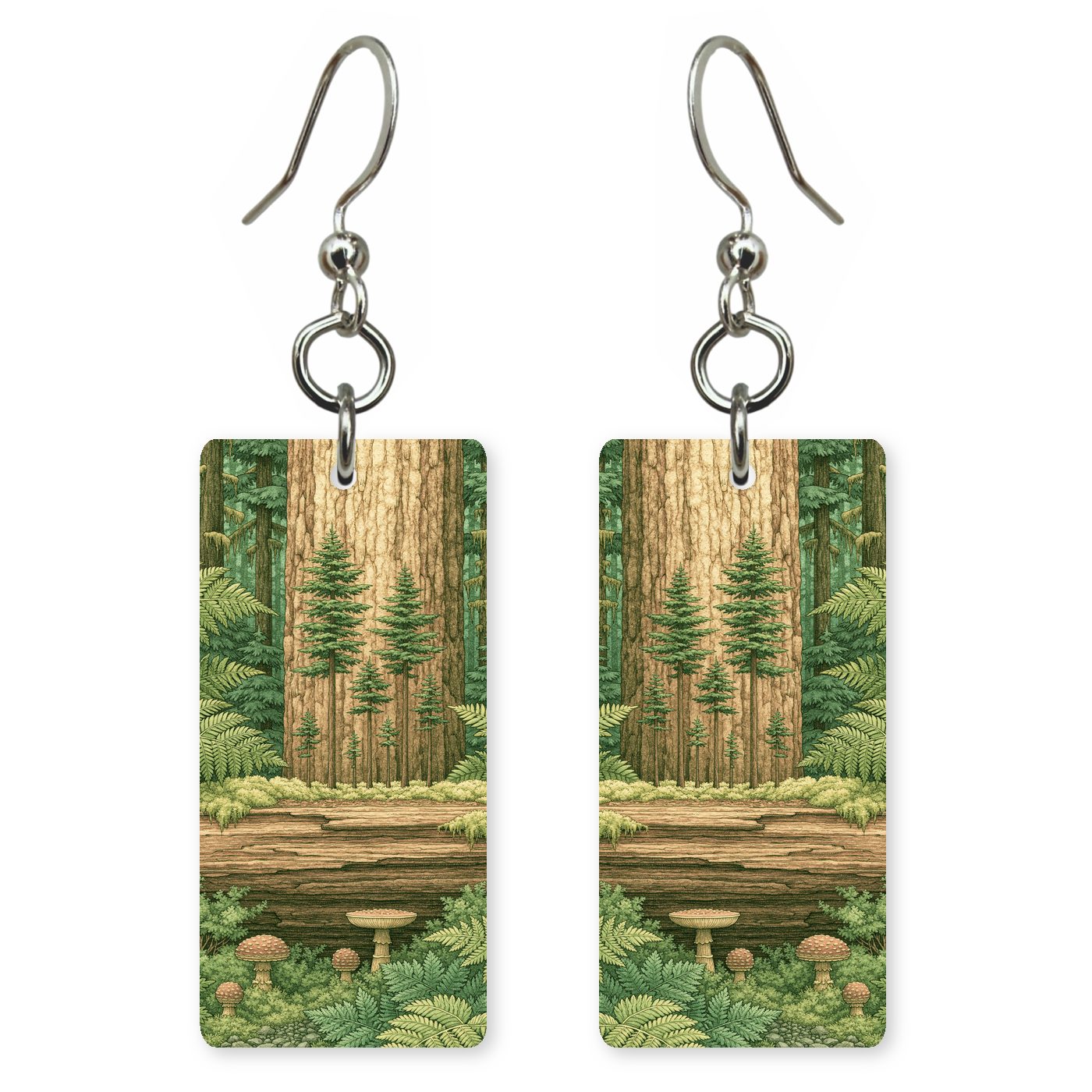 Hoh Rainforest Nurse Log — She's Choosing earrings, shown as a pair