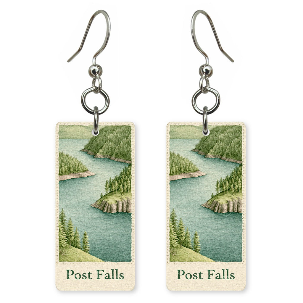 Lake Forested Bays Text — She's Choosing earrings, shown as a pair