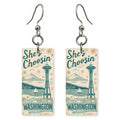 Space Needle — She's Choosing earrings, shown as a pair