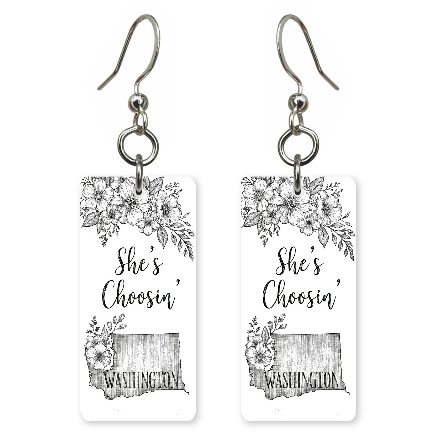 Pencil Florals — She's Choosing earrings, shown as a pair