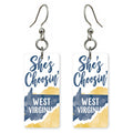 Watercolor Gold Blue — She's Choosing earrings, shown as a pair