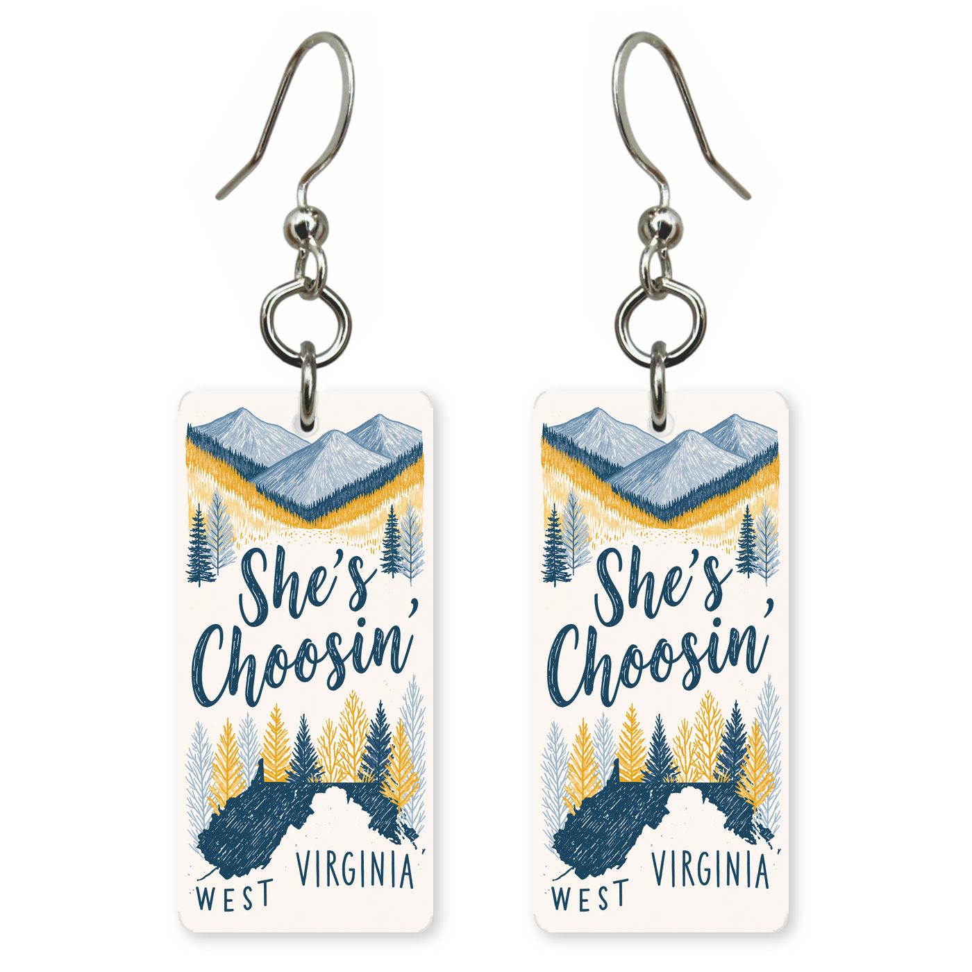 Mountain Pines — She's Choosing earrings, shown as a pair