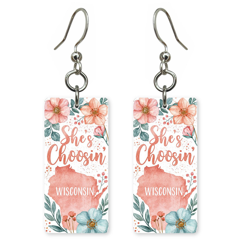 Pink Floral Silhouette — She's Choosing earrings, shown as a pair