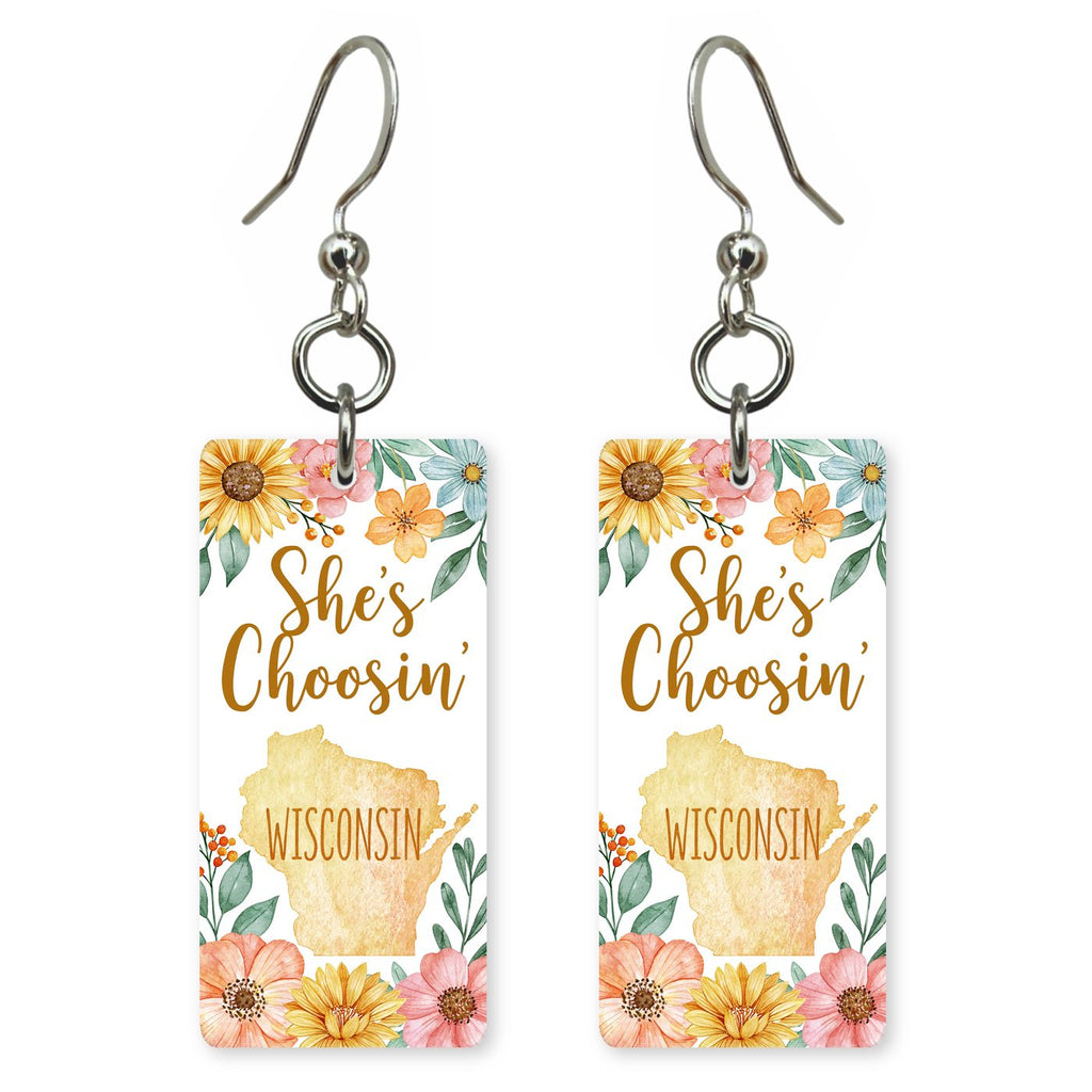 Coral Florals — She's Choosing earrings, shown as a pair