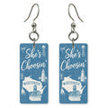 Blue Icons — She's Choosing earrings, shown as a pair