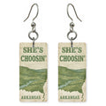 Green Hills Poster — She's Choosing earrings, shown as a pair