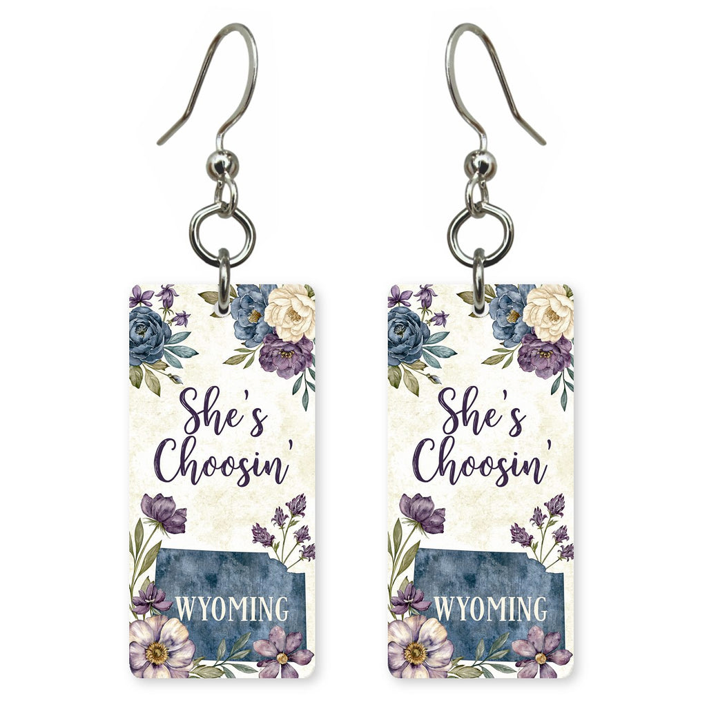Purple Florals — She's Choosing earrings, shown as a pair