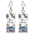 Purple Florals — She's Choosing earrings, shown as a pair