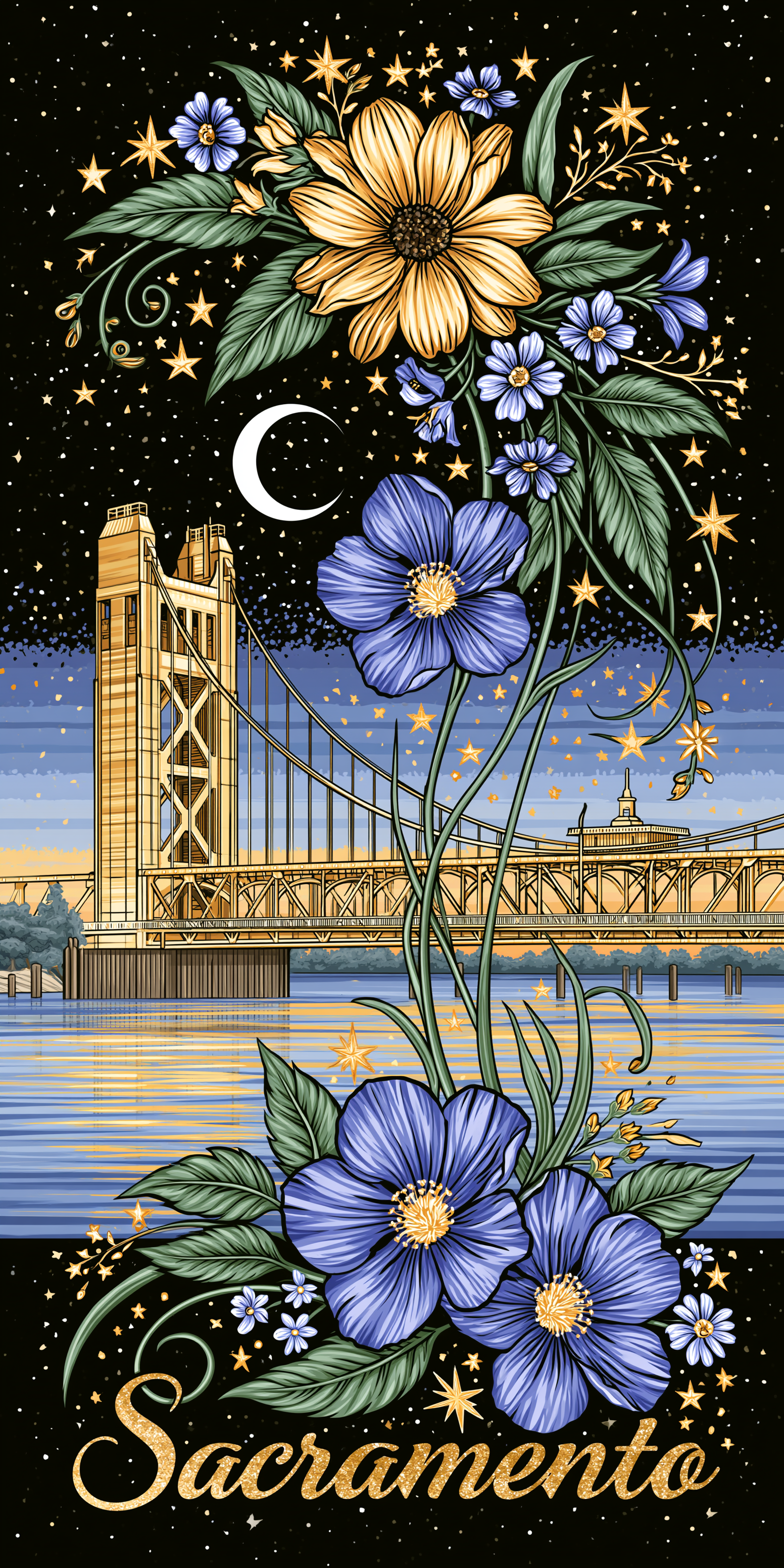 She's Choosing California Earrings | Sacramento Bridge Night | SC5B26