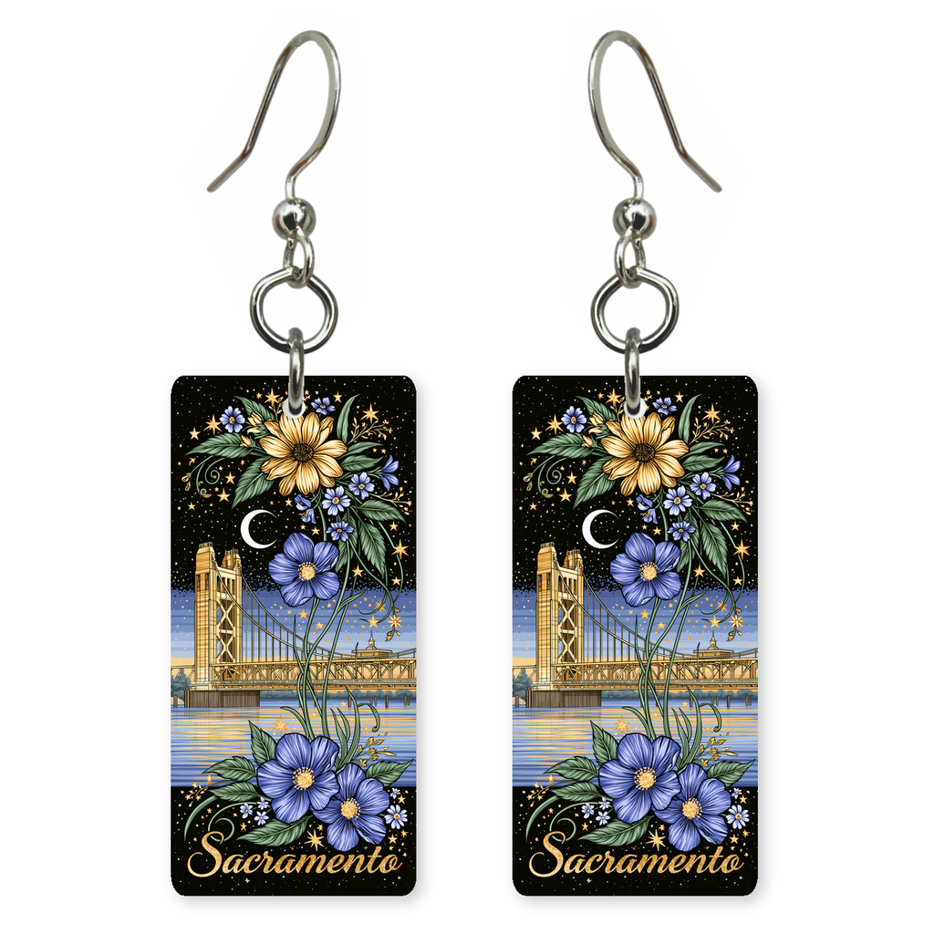 She's Choosing California Earrings | Sacramento Bridge Night | SC5B26
