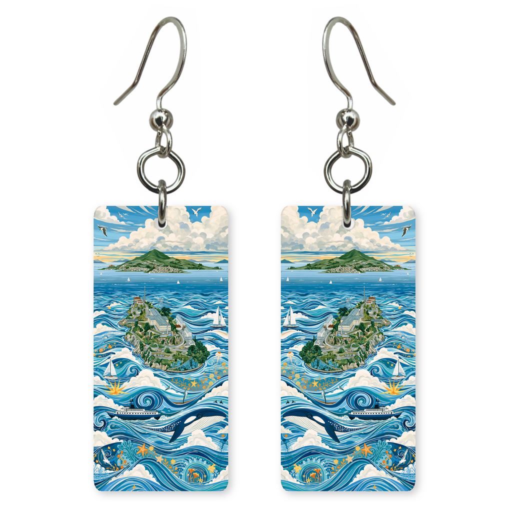 She's Choosing California Earrings | Alcatraz Whale Waves | SC5B32