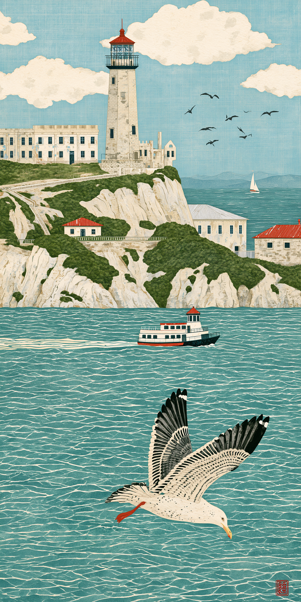 She's Choosing California Earrings | Alcatraz Gull Lighthouse | SC5B34