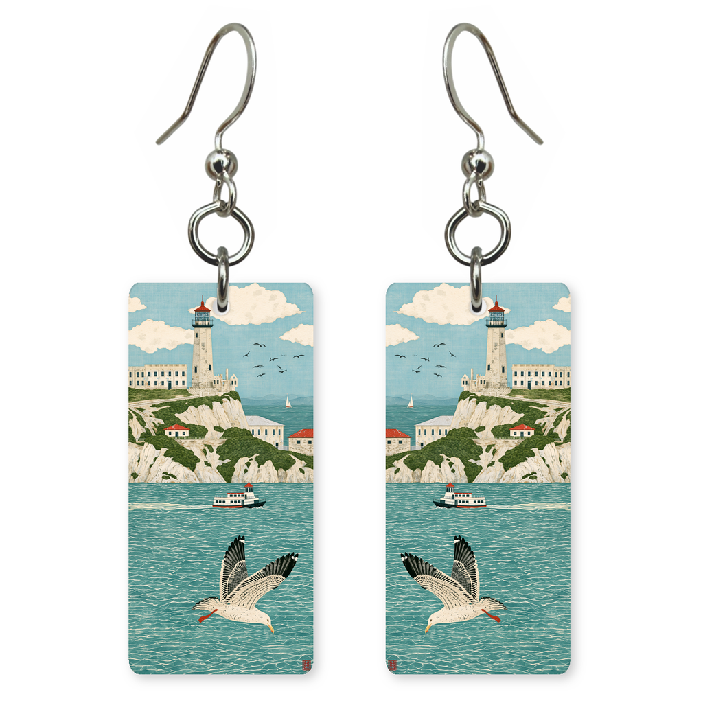 She's Choosing California Earrings | Alcatraz Gull Lighthouse | SC5B34