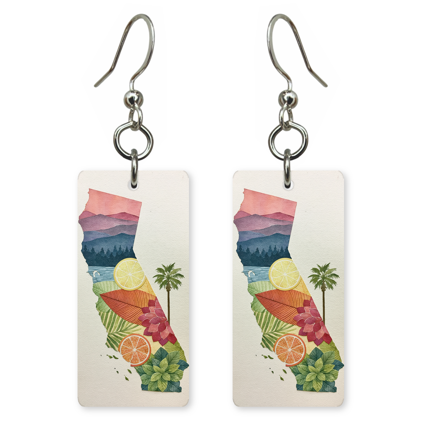 She's Choosing California Earrings | California Collage Map | SC5B46