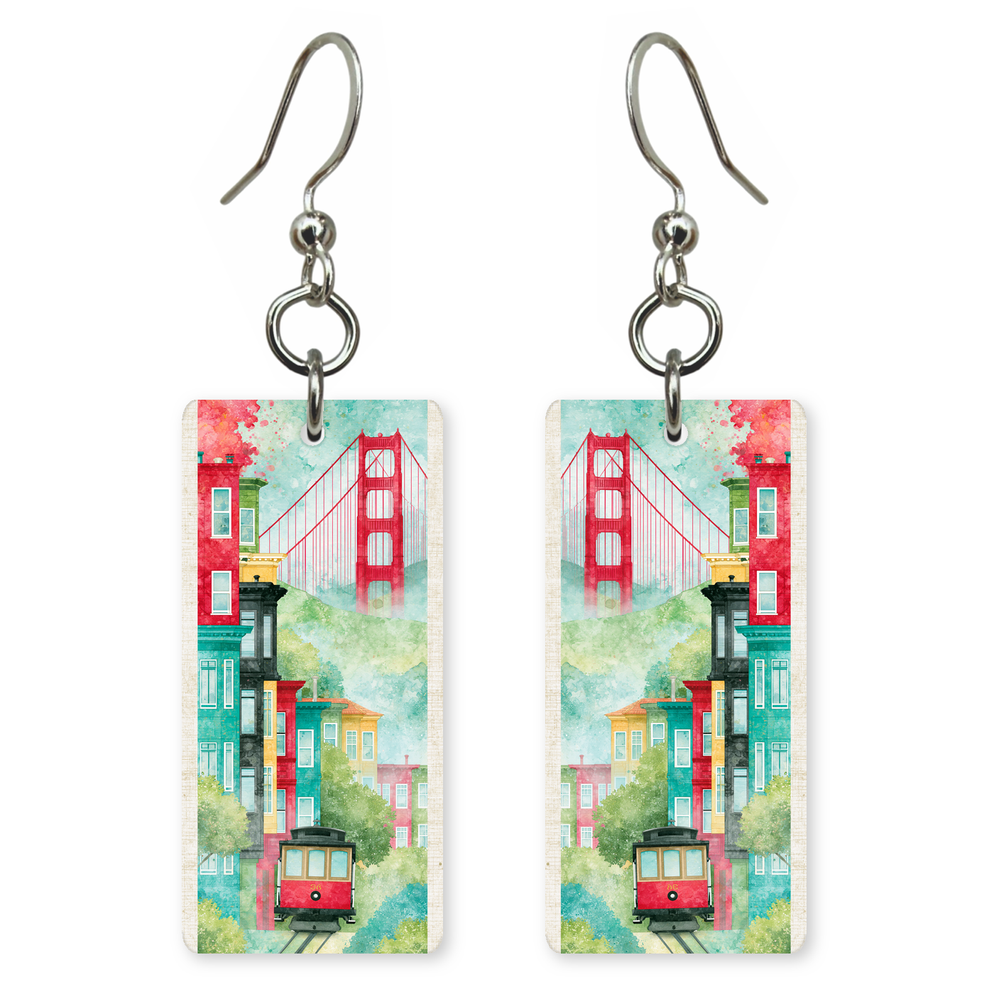 She's Choosing California Earrings | Cable Car Bridge View | SC5B54
