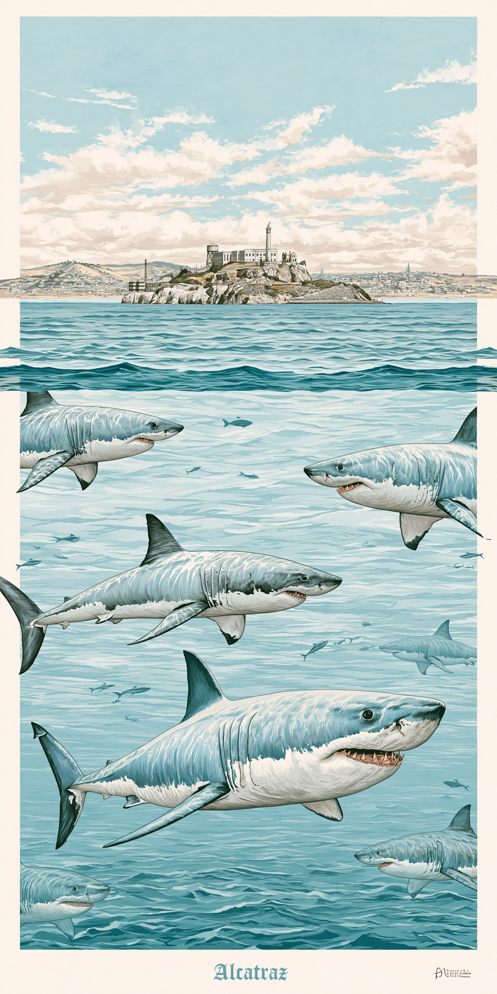 She's Choosing California Earrings | Alcatraz Shark Waters | SC5B62