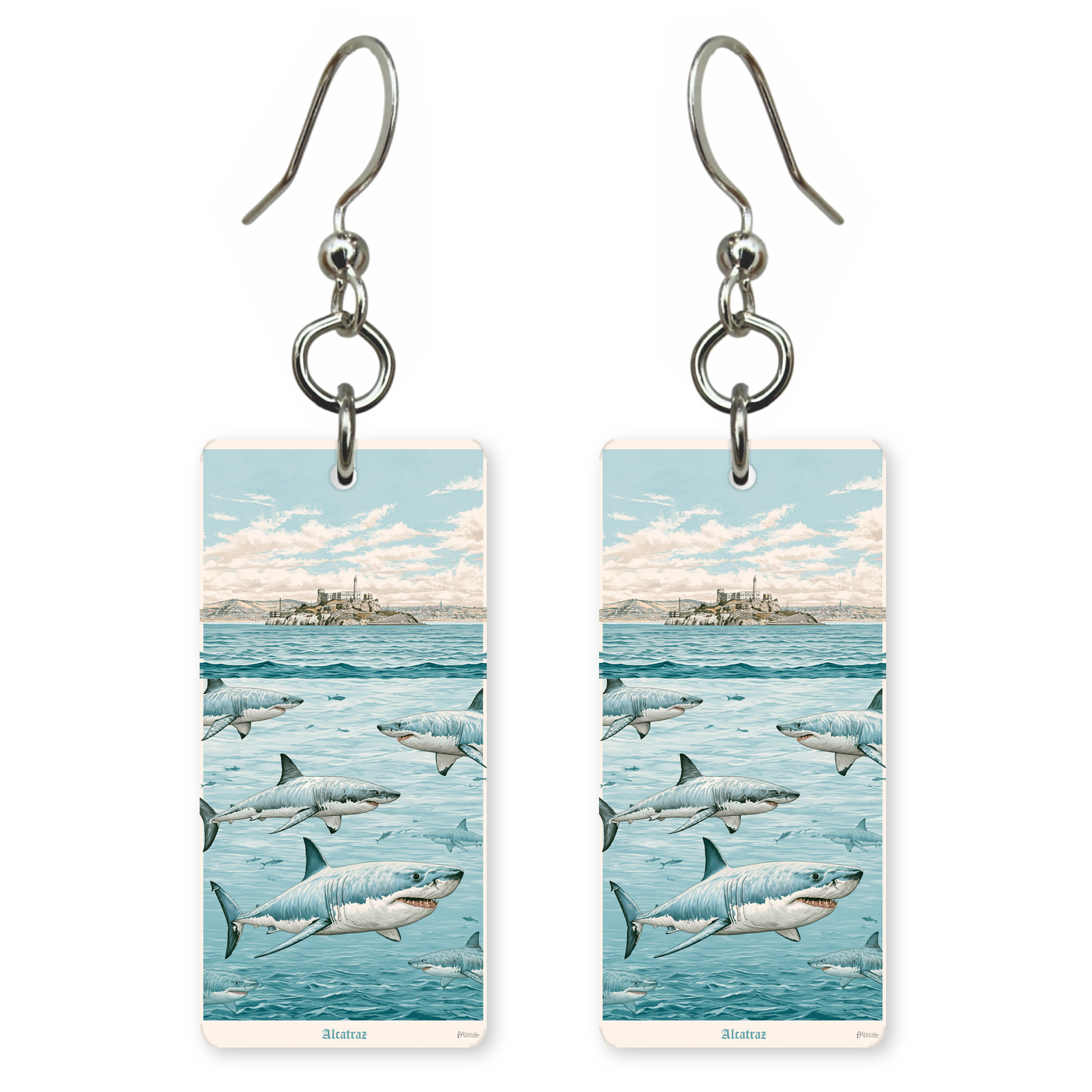 She's Choosing California Earrings | Alcatraz Shark Waters | SC5B62