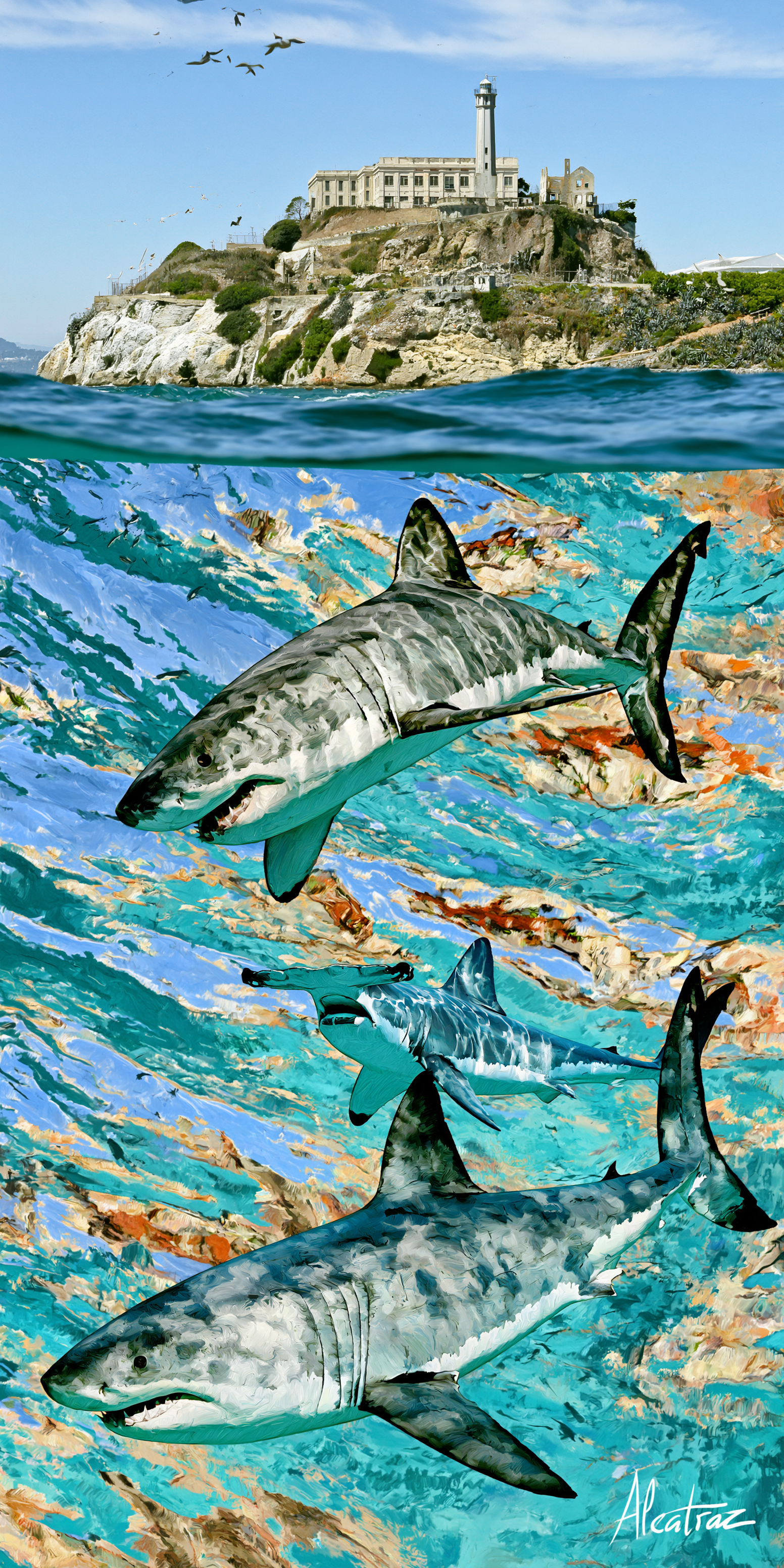 She's Choosing California Earrings | Alcatraz Reef Sharks | SC5B67