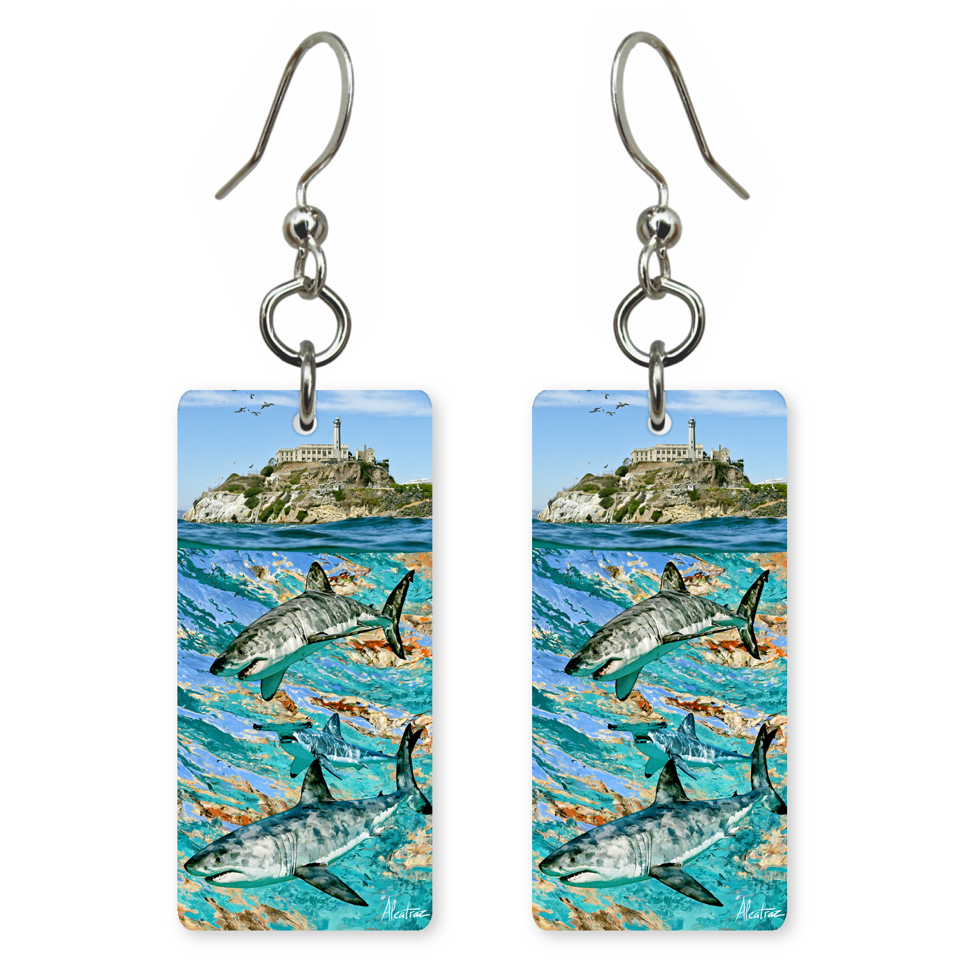 She's Choosing California Earrings | Alcatraz Reef Sharks | SC5B67