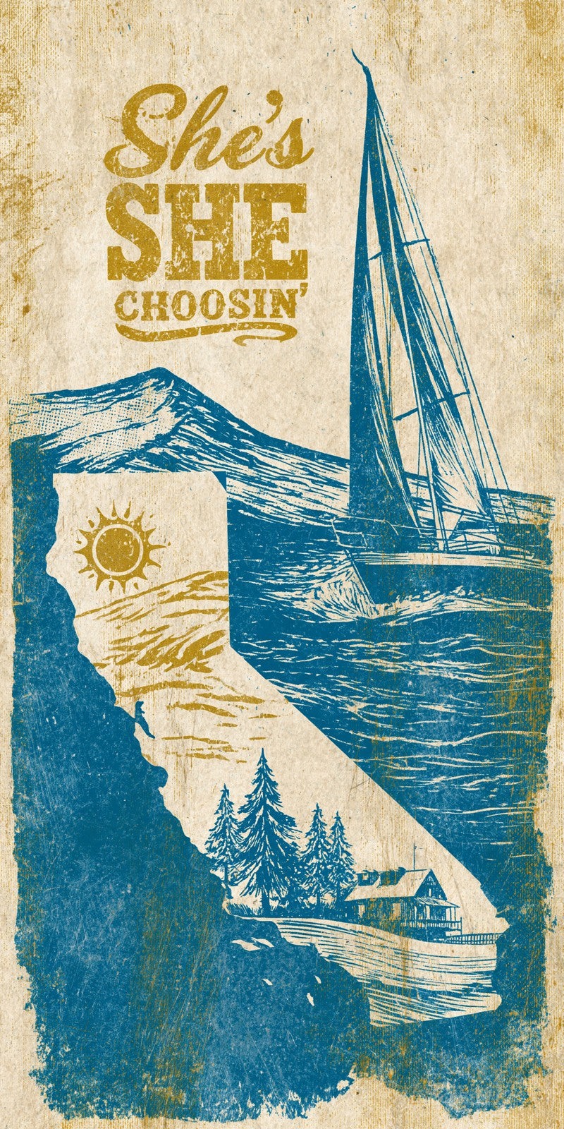 She's Choosing California Earrings | Sailboat State Script | SC5B72