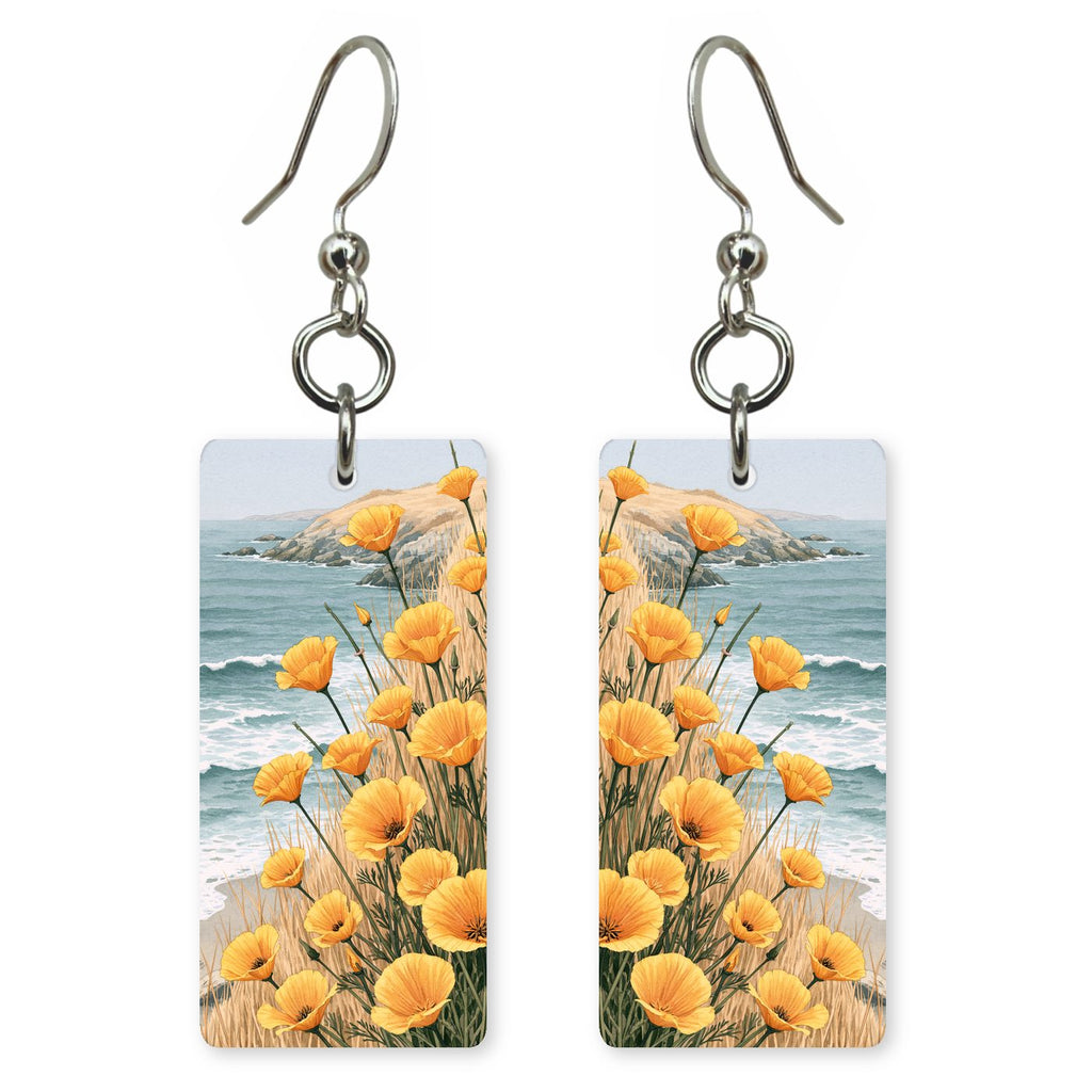 Coastal Poppies — She's Choosing earrings, shown as a pair